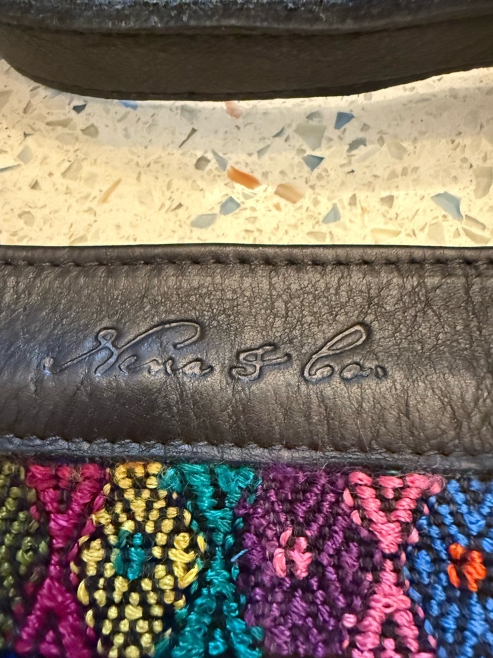 Nena & Co. Multicolor Woven Tote with Black Leather Trim - Picture 4 of 6